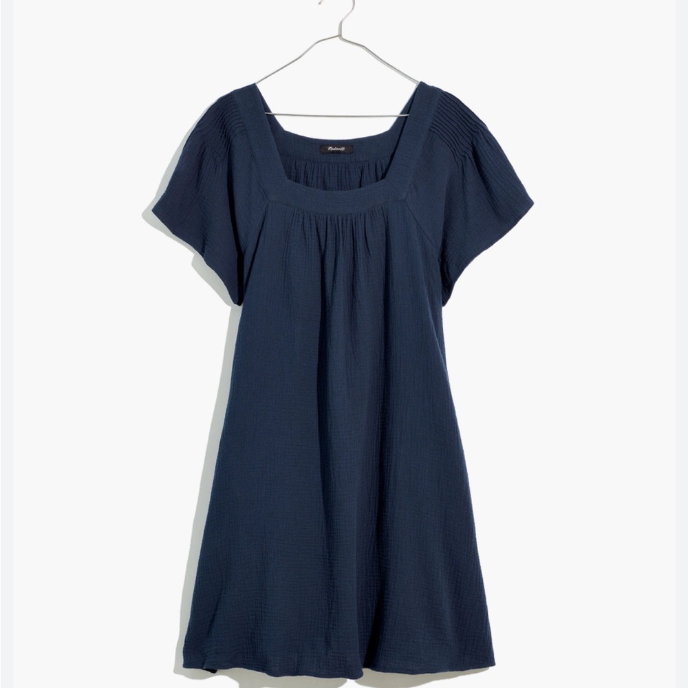 Madewell -women’s Lightspun cotton butterfly square neck mini dress navy blue XS - Picture 3 of 6